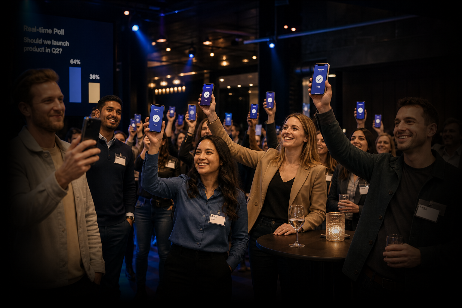 Corporate event crowd participating